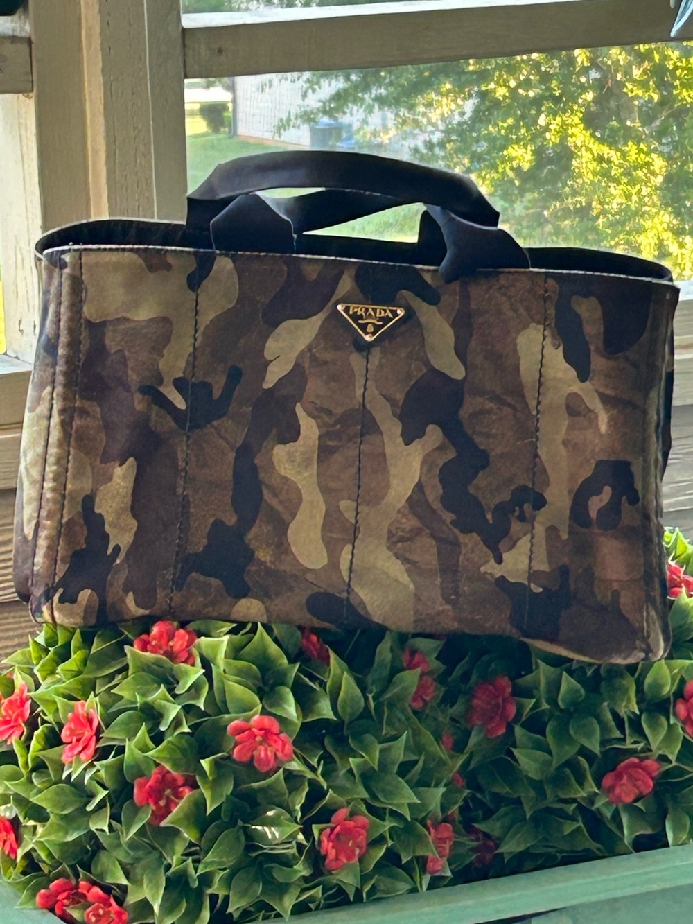 PRADA CANAPA CAMO TOTE BAG